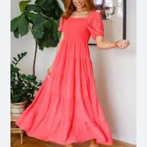 Wild Fable Women Short Sleeve Tiered Poplin Maxi Dress